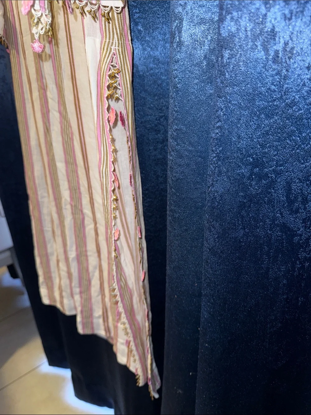 Tory Burch Cream Coverup with Pink & Tan Stripes